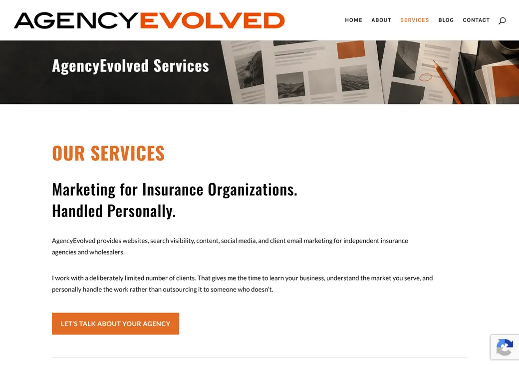 Screenshot of AgencyEvolved's product page at agencyevolved.com