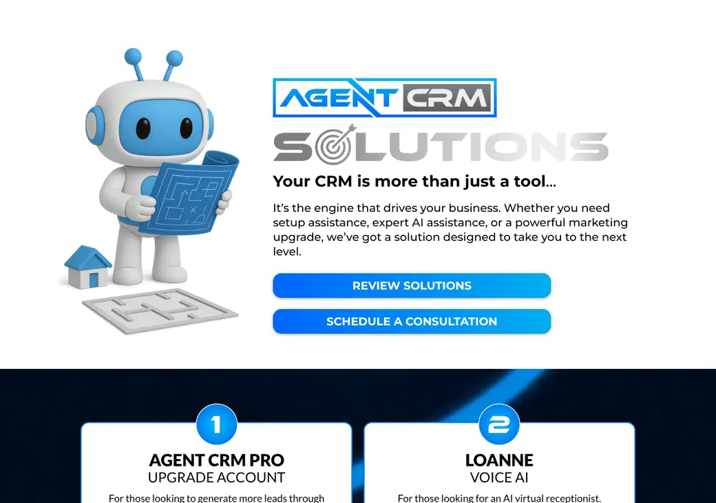 Screenshot of Agent CRM's pricing page at promo.agent-crm.com