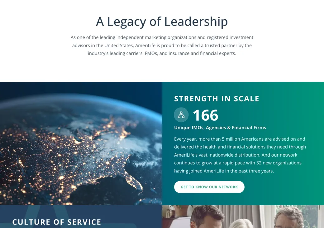 Screenshot of AmeriLife's home page at amerilife.com