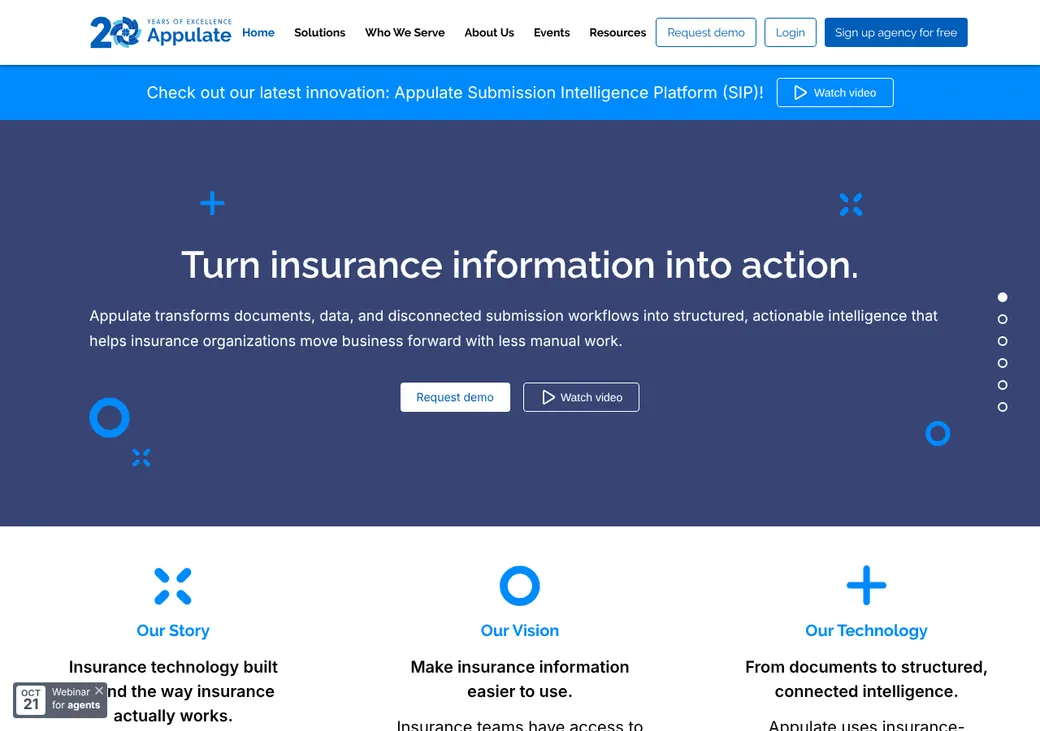 Screenshot of Appulate's home page at appulate.com