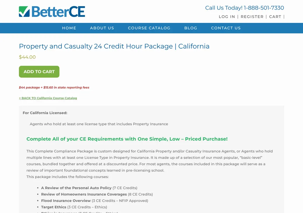 Screenshot of BetterCE's product page at betterce.com