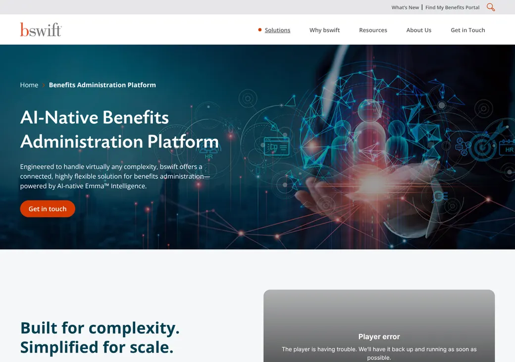 Screenshot of bswift's product page at bswift.com