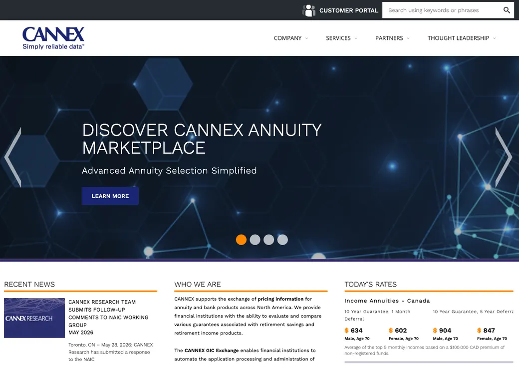 Screenshot of CANNEX's home page at cannex.com