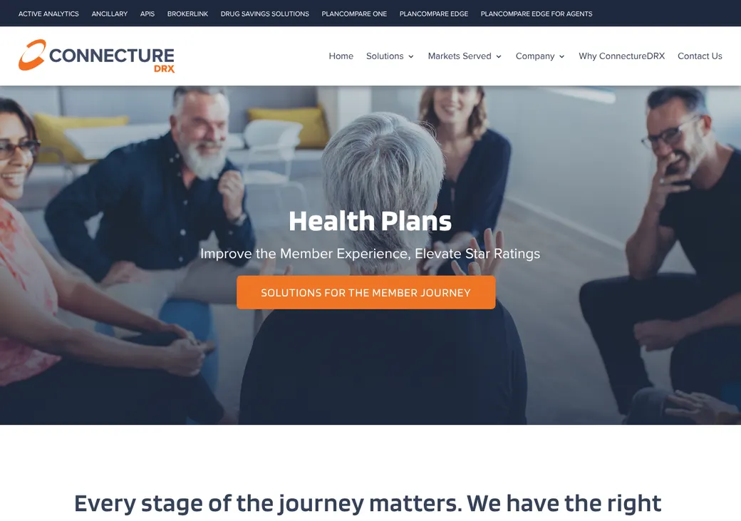 Screenshot of ConnectureDRX PlanCompare's pricing page at connecture.com