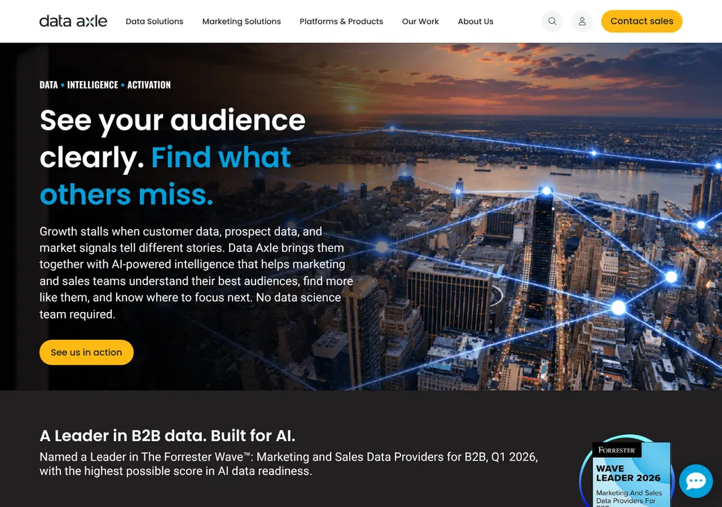Screenshot of Data Axle's home page at data-axle.com
