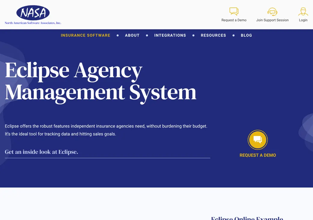 Screenshot of Eclipse's product page at nasasoft.com