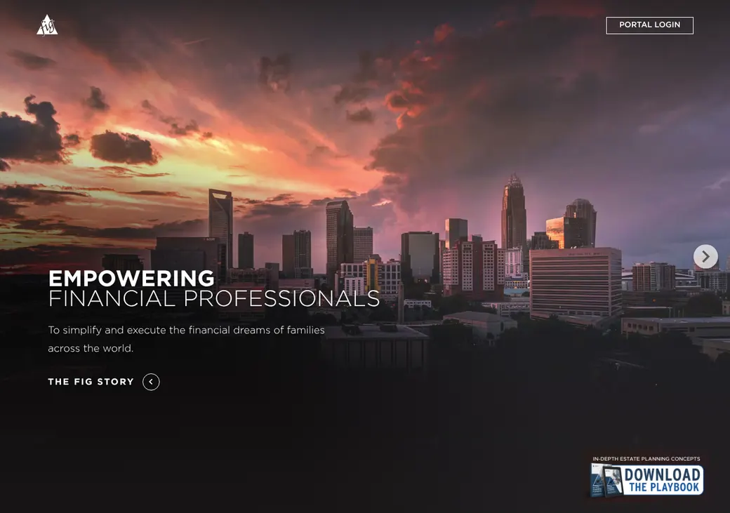 Screenshot of Financial Independence Group's product page at figmarketing.com