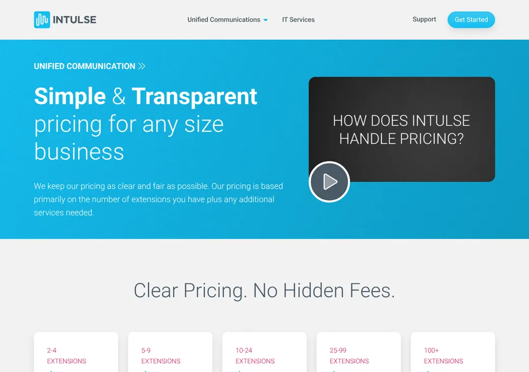 Screenshot of Intulse's pricing page at intulse.com