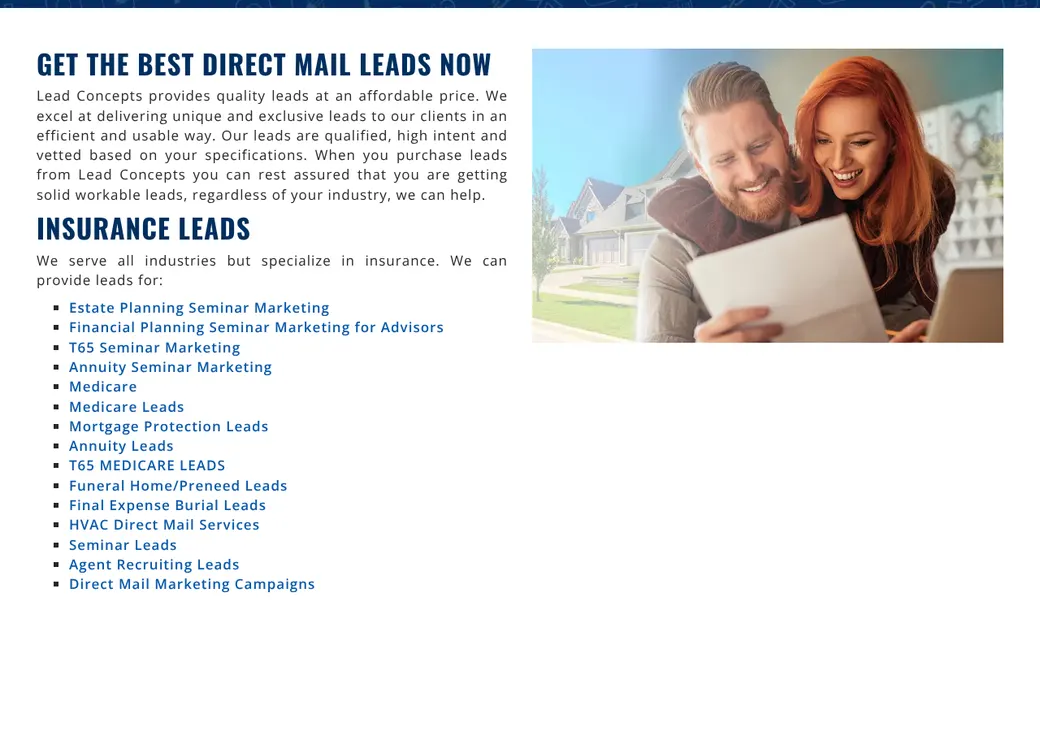 Screenshot of Lead Concepts' product page at leadconcepts.com