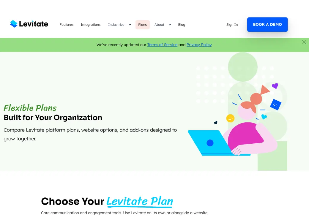 Screenshot of Levitate for Insurance's pricing page at levitate.ai