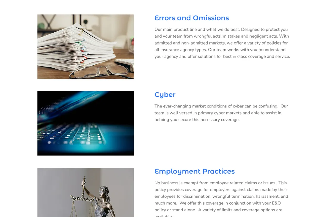 Screenshot of PIA Agents and Brokers E&O's product page at aifscorp.com