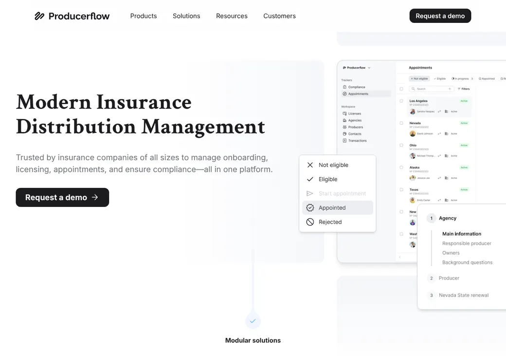 Screenshot of Producerflow's home page at producerflow.com