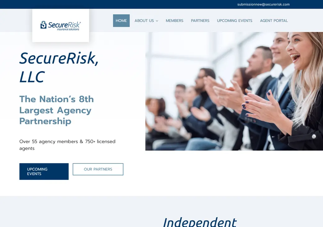 Screenshot of SecureRisk's home page at securerisk.com