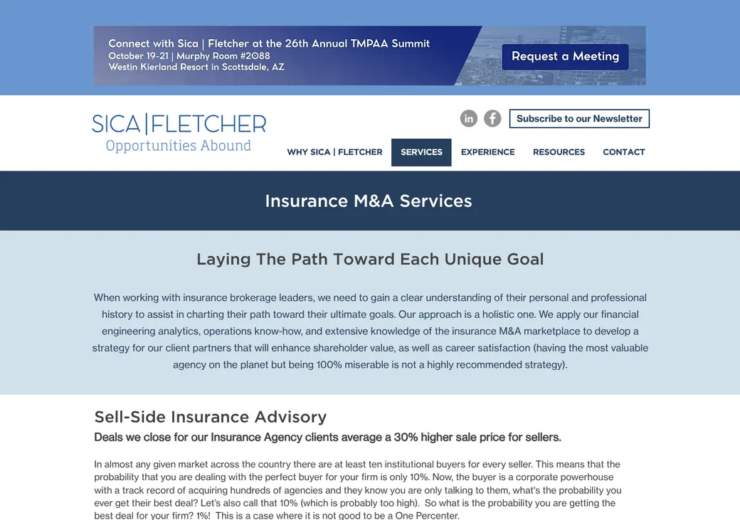 Screenshot of Sica | Fletcher's product page at sicafletcher.com