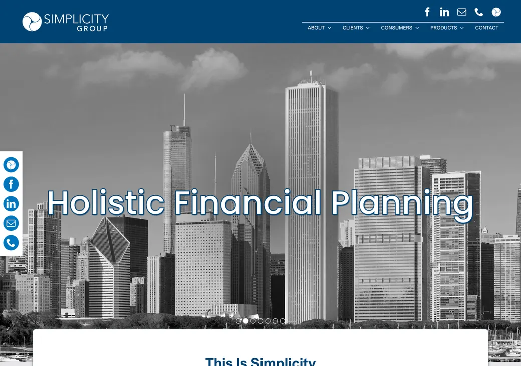 Screenshot of Simplicity Group's home page at simplicitygroup.com