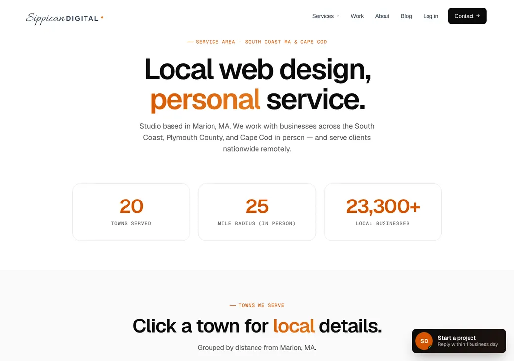 Screenshot of Sippican Digital's product page at sippicandigital.com