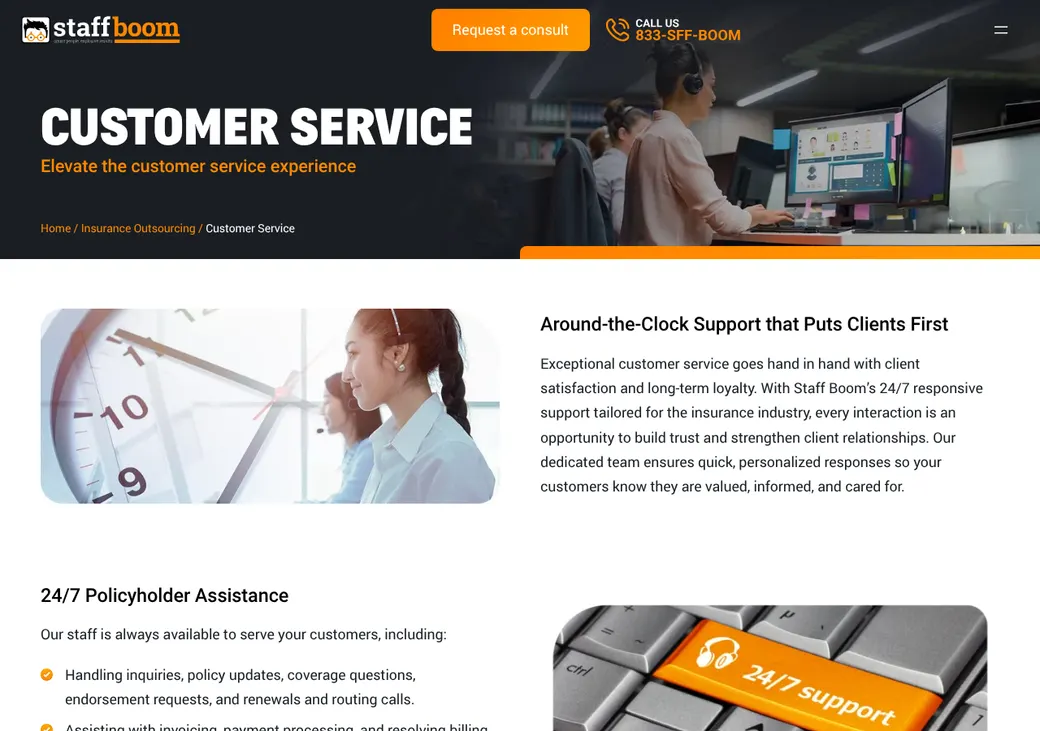 Screenshot of Staff Boom's product page at staffboom.com