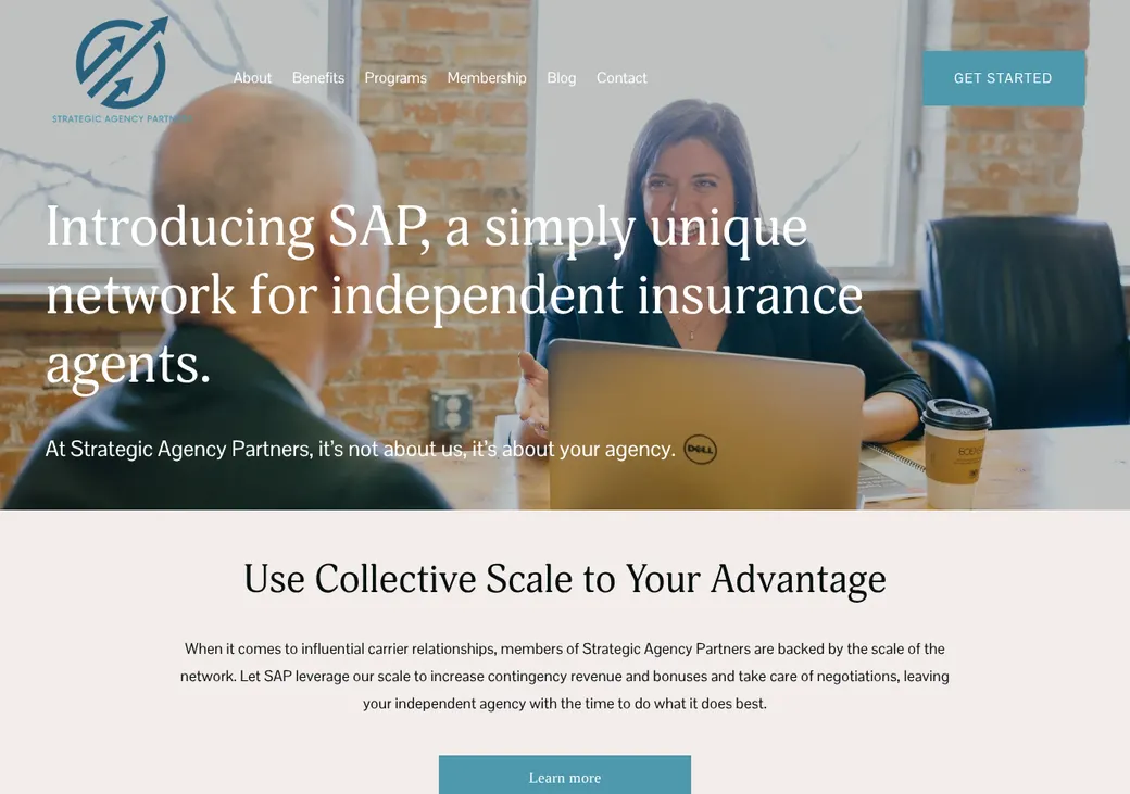 Screenshot of Strategic Agency Partners' home page at strategicagencypartners.com