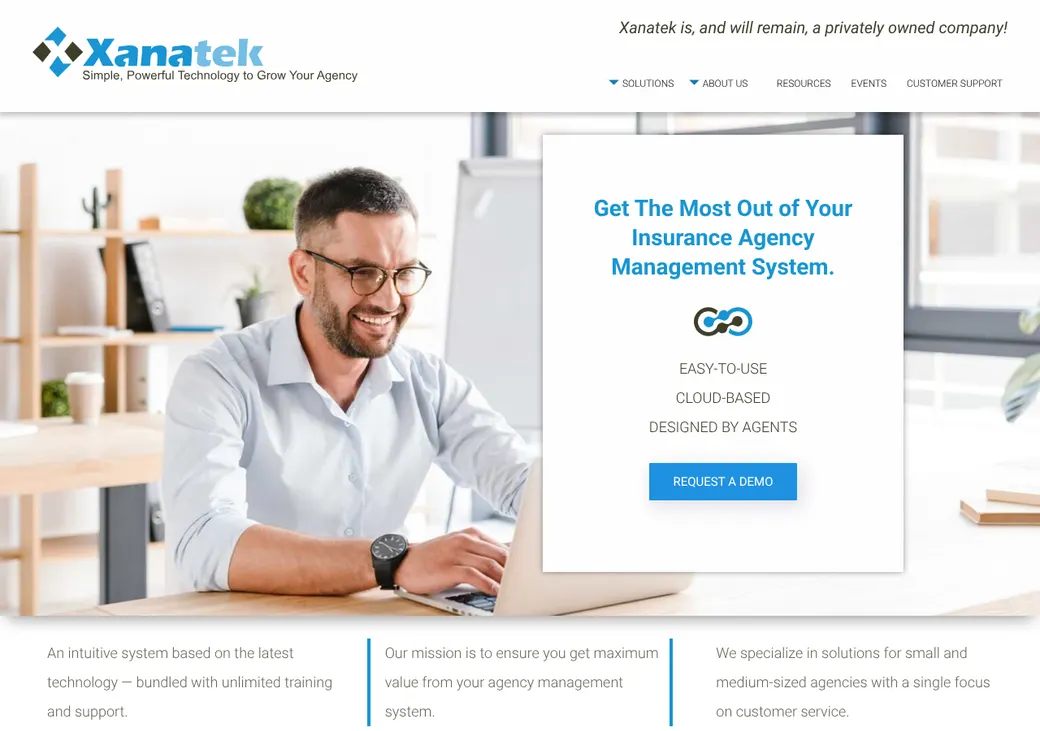 Screenshot of Xanatek's home page at xanatek.com
