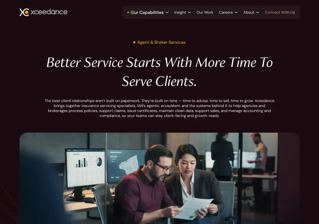 Screenshot of Xceedance's product page at xceedance.com
