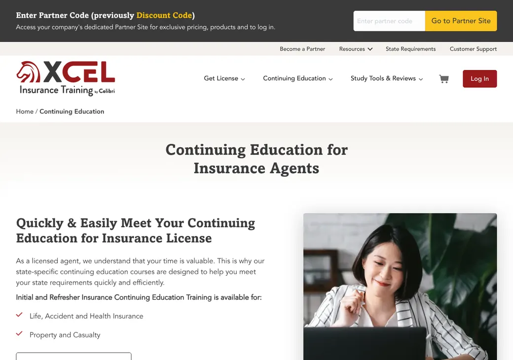 Screenshot of XCEL Solutions' home page at xcelsolutions.com