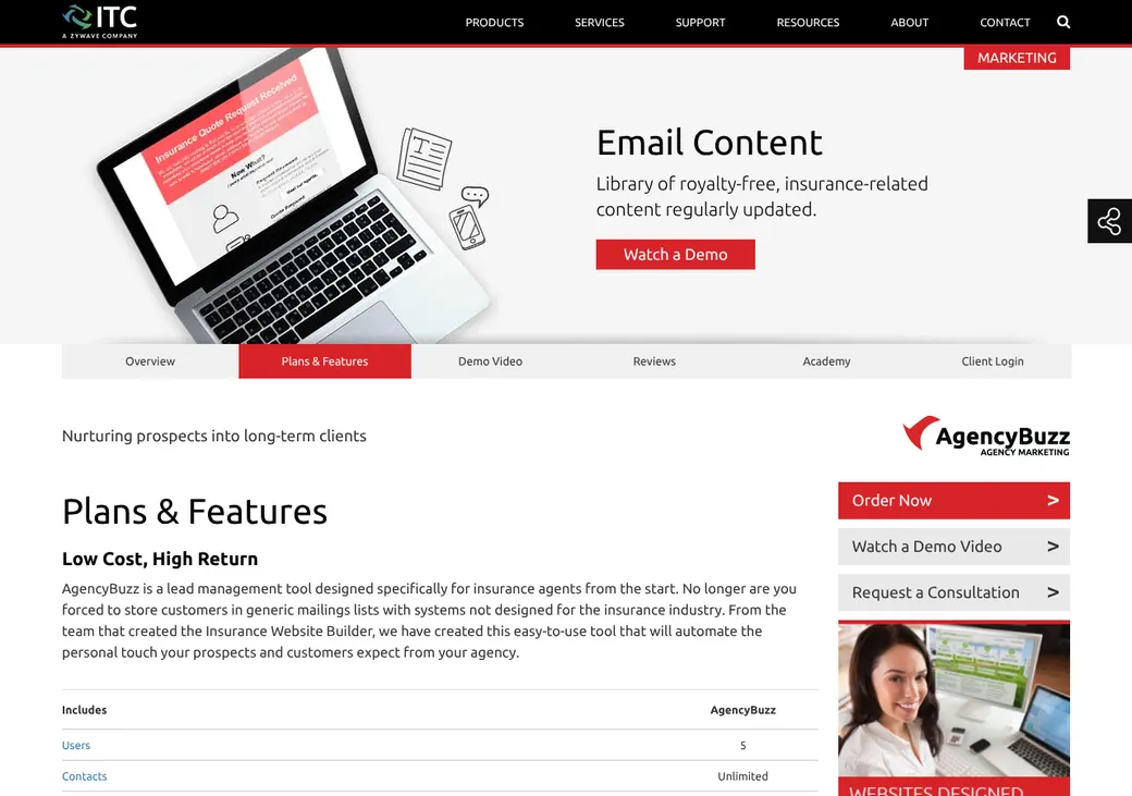Screenshot of Zywave Marketing Automation's product page at turborater.zywave.com